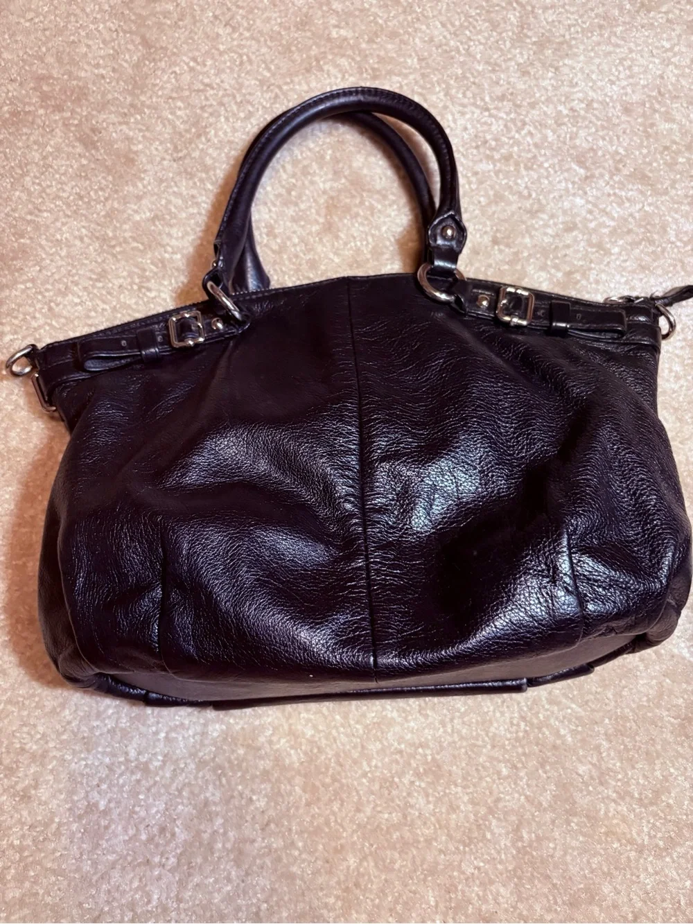 Coach Black Pebble Leather Satchel with Silver Hardware