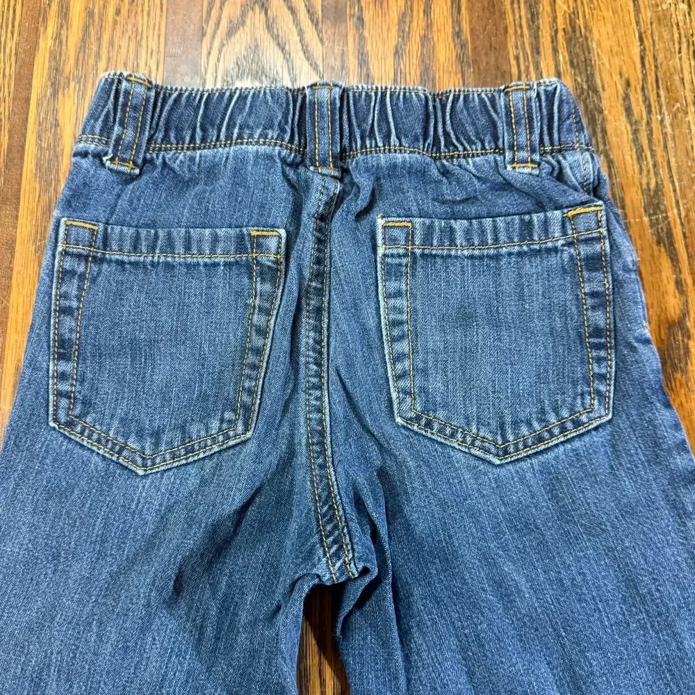 Old Navy 3T Blue Denim Jeans Elastic Waist Adjustable Button Toddler Boys Pants