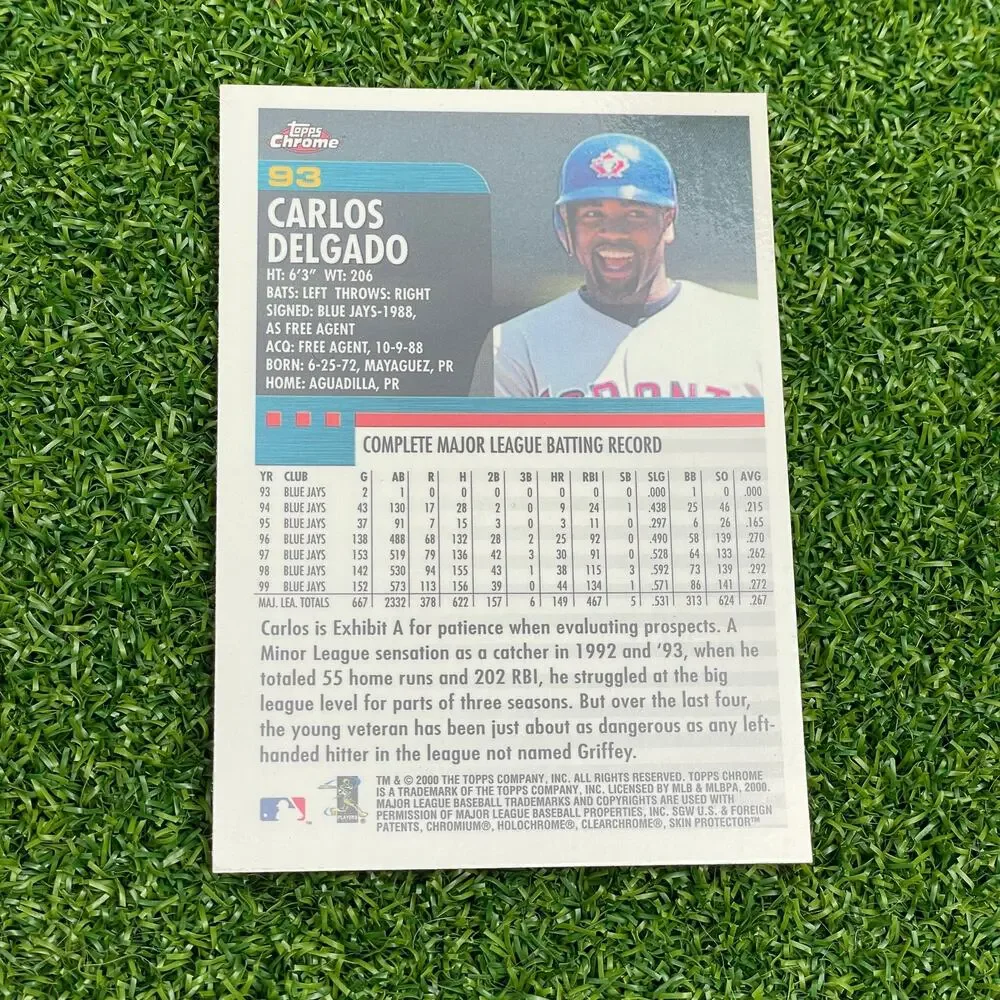 2000 Topps Chrome Carlos Delgado #93 Toronto Blue Jays