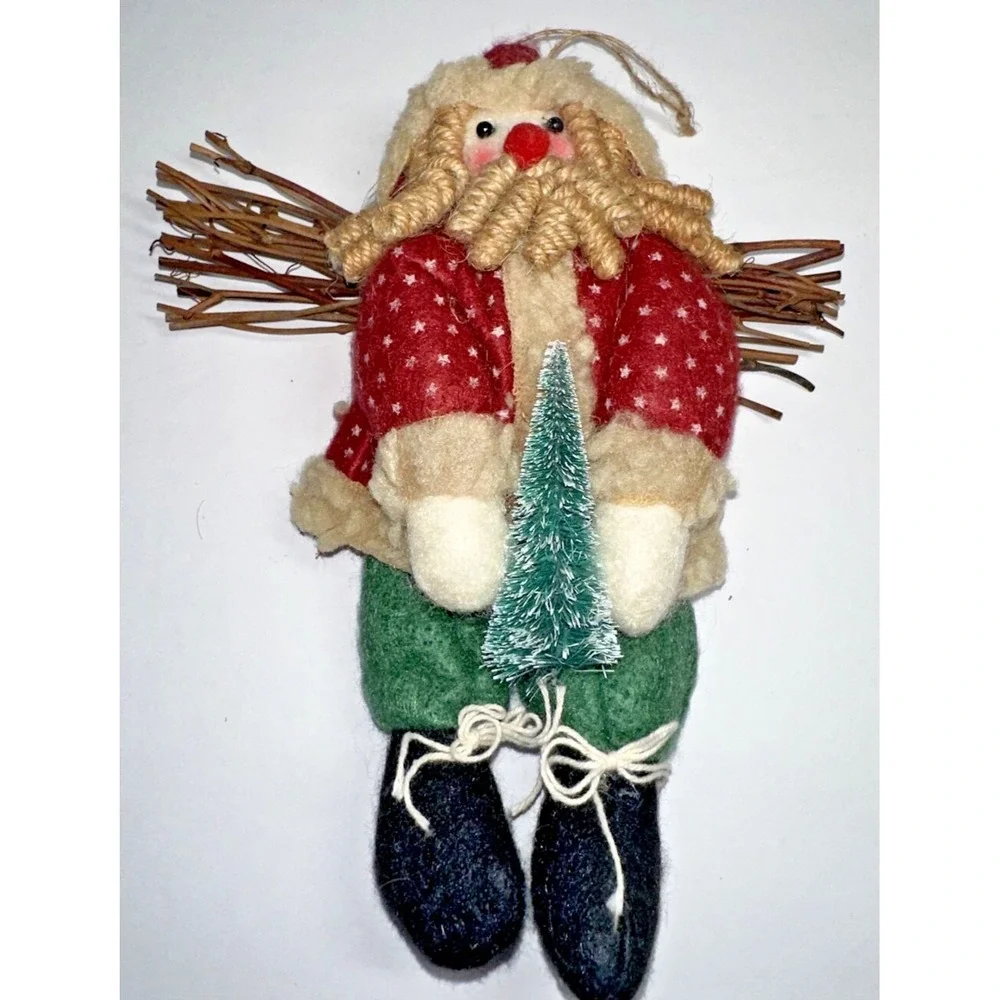 Curley Beard Stuffed‎ Santa Angel Christmas Ornament