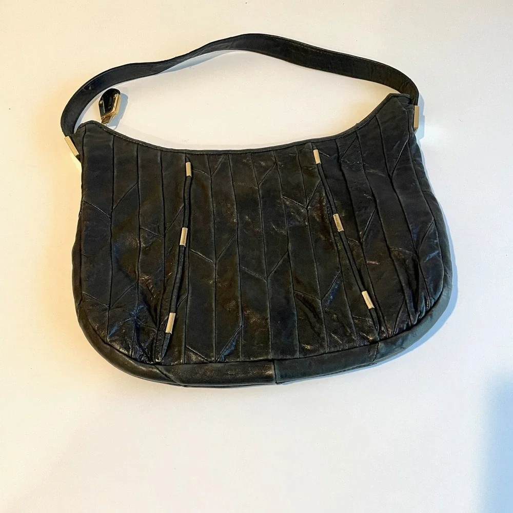 Juicy Couture Hobo Shoulder Bag Handbag Purse‎ Womens Black Leather Pockets