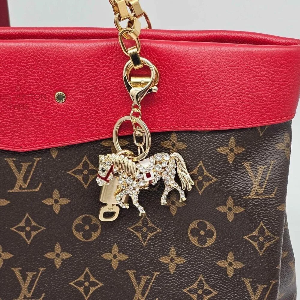 Authentic Louis Vuitton Lock & Key with unbranded Horse Bagcharm 020326