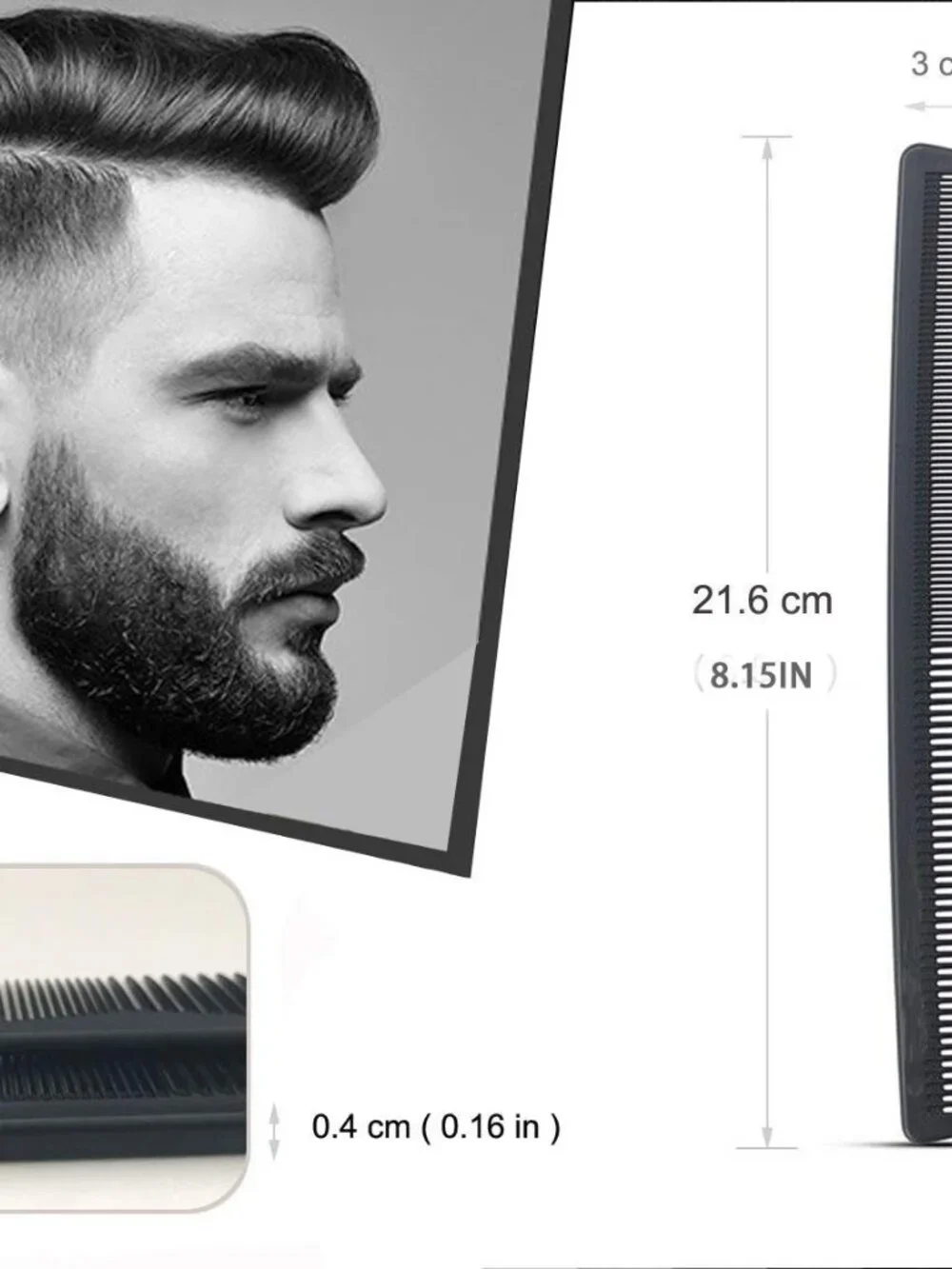 3 Pack Carbon Fiber Cutting Comb - Professional 8.15' Styling Comb for All Hair