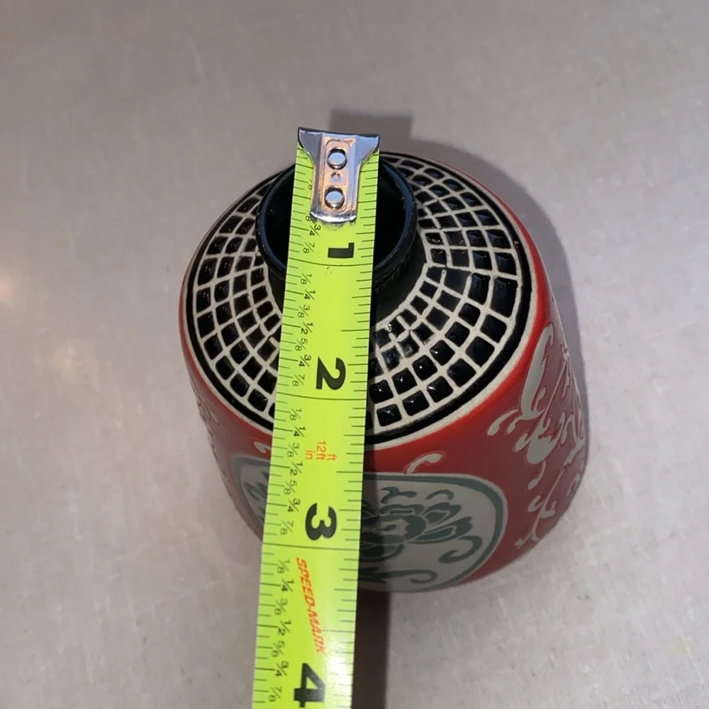 Pier 1 Imports Oriental Boho style Bud‎ Vase red black white