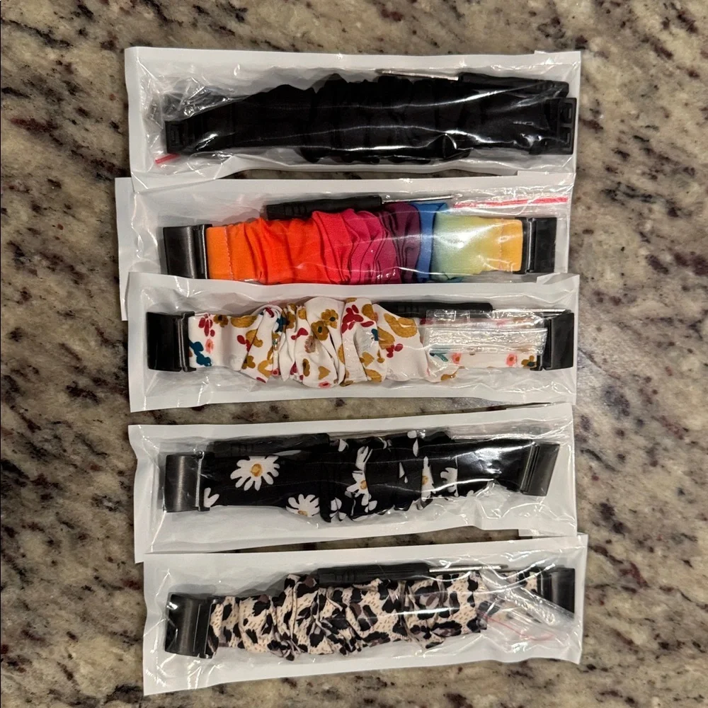 Fitbit‎ Charge 3 4 Watch Bands Scrunchie Lot 5 Floral Leopard Boho