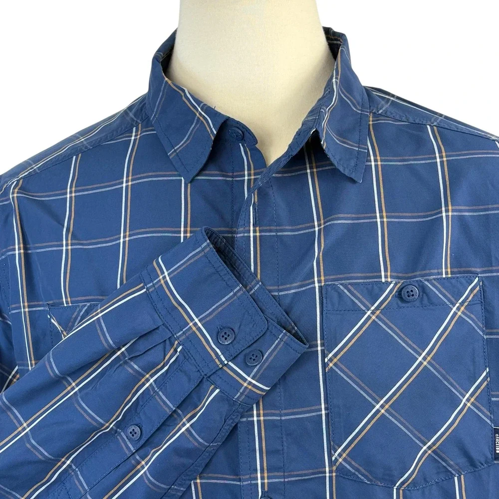 The North Face Mens XXL Shirt Blue Plaid Button Down‎ Long Sleeve Outdoor