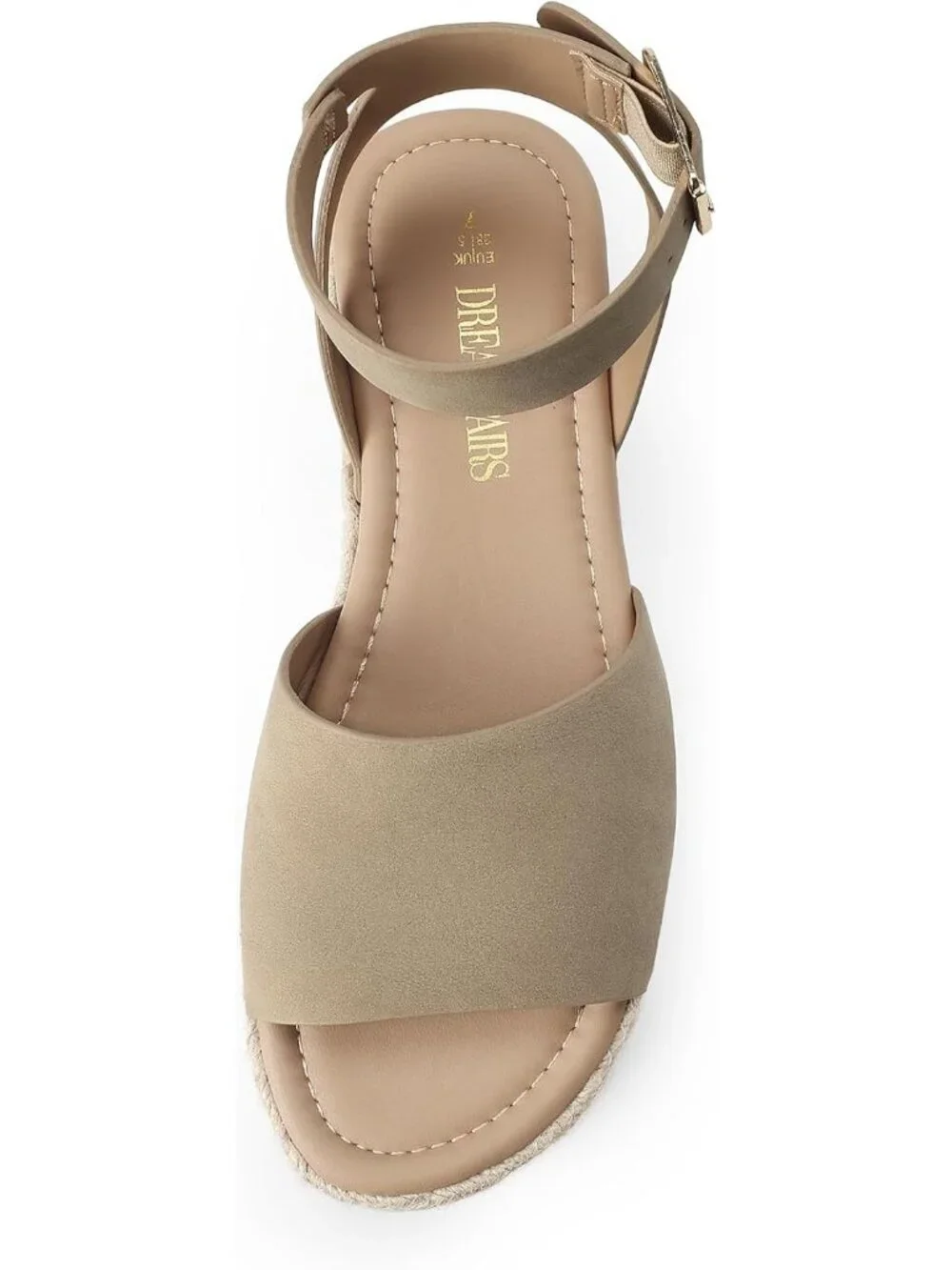Women's Taupe Comfortable Platform Espadrilles Ankle Strap Wedge Sandal Shoes