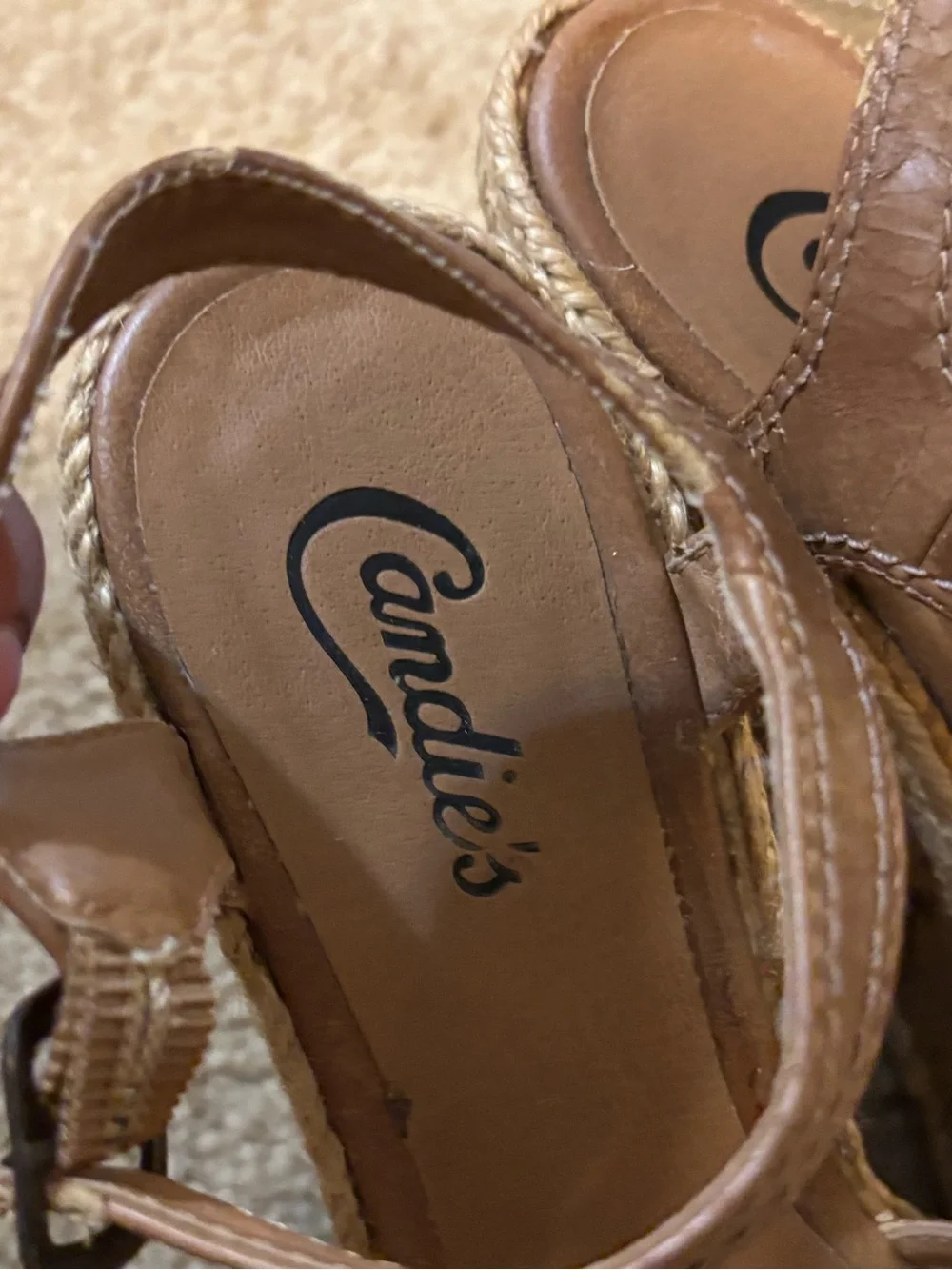 Coach Brown Cork Platform Wedge Sandals with Bow