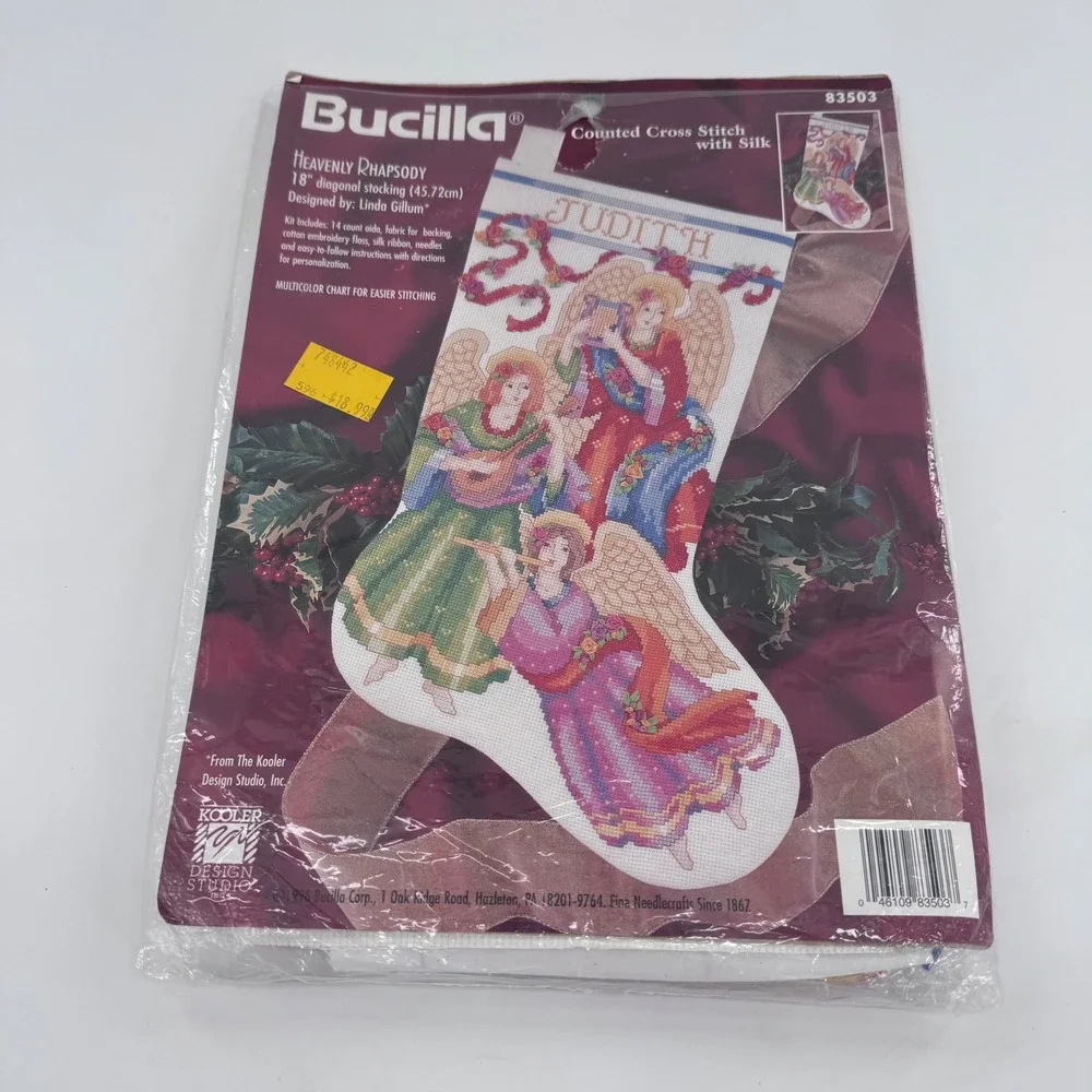 Bucilla Heavenly Rhapsody‎ Cross Stitch Kit Stocking Angels 83503 Vintage Craft