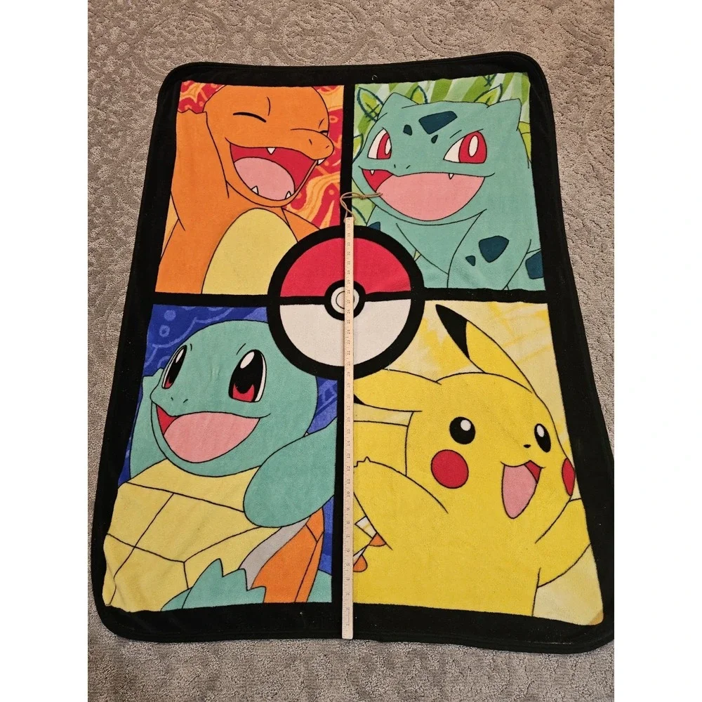 Pokemon Fleece Throw‎ Blanket Pikachu Charmander Squirtle Bulbasaur 44x56
