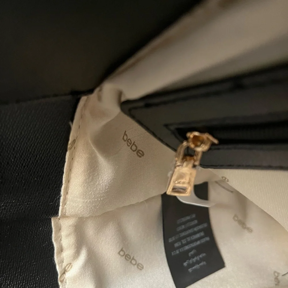 Bebe Celia Embossed Logo Satchel in Black (NWT)