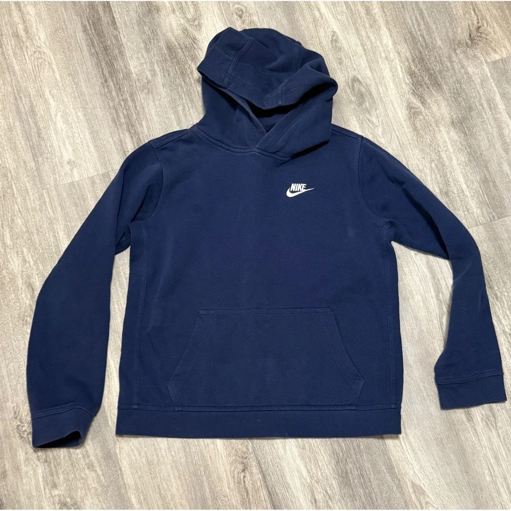 Nike Pullover Hoodie Youth‎ XL Navy Blue Graphic Sweatshirt Athletic Casual