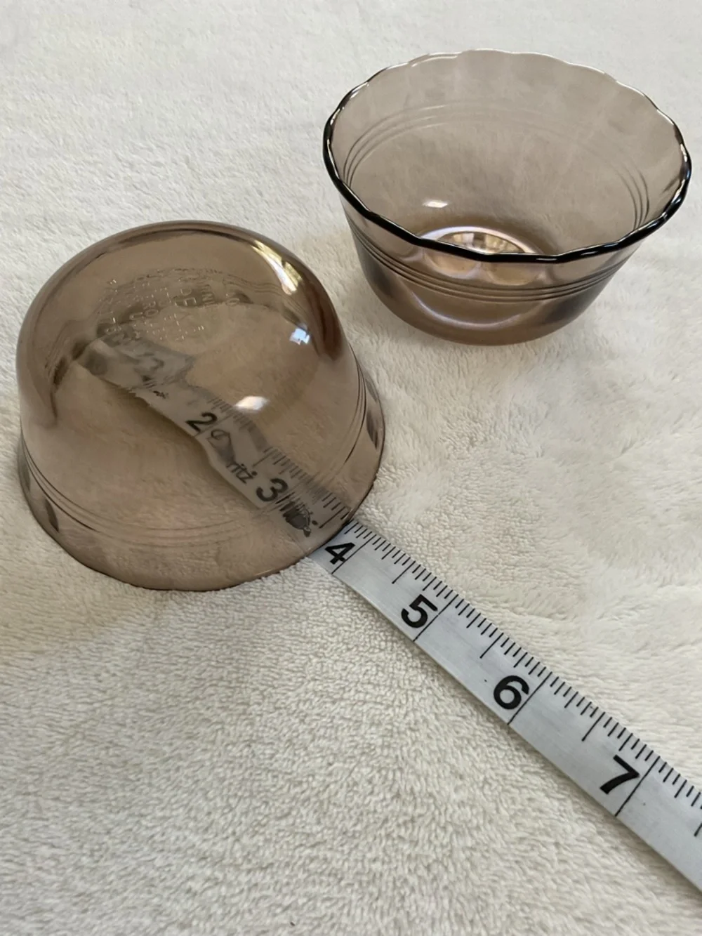 Vintage Pyrex Smoke Brown Custard Cups Set of 2 Scalloped 463 175ml
