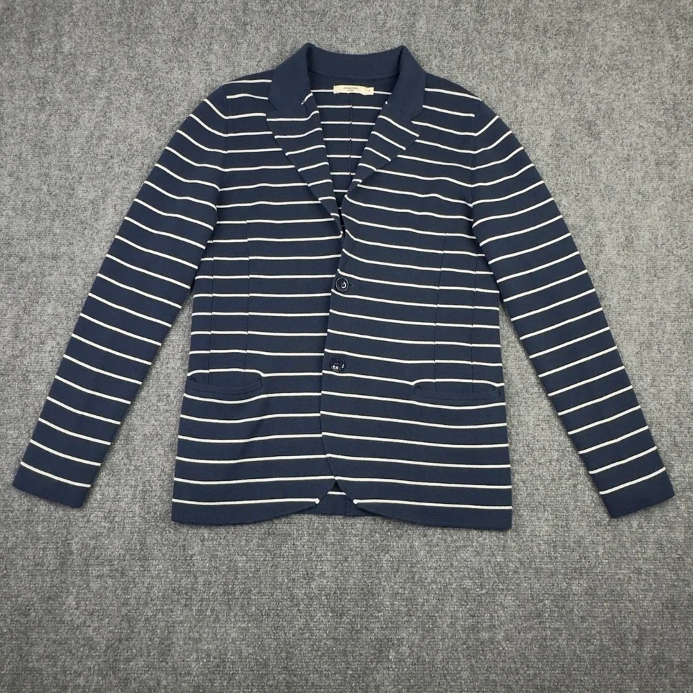 Jack & Jones Blazer‎ Mens S Blue White Stripe Knit Slim Preppy Minimalist Career