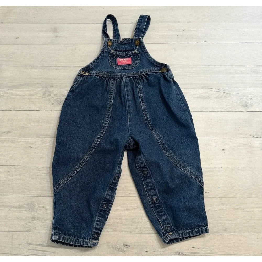 Oshkosh B'gosh vintage Pink Label‎ Bubble Overalls Size 3T Made in the USA