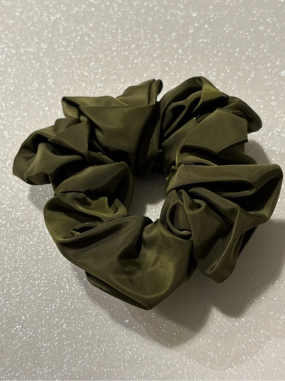 Olive Green Satin Scrunchie for Women