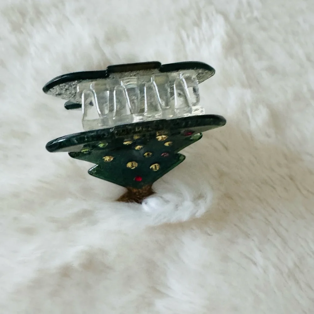 Glittery Christmas Tree Hair Clip for Kids