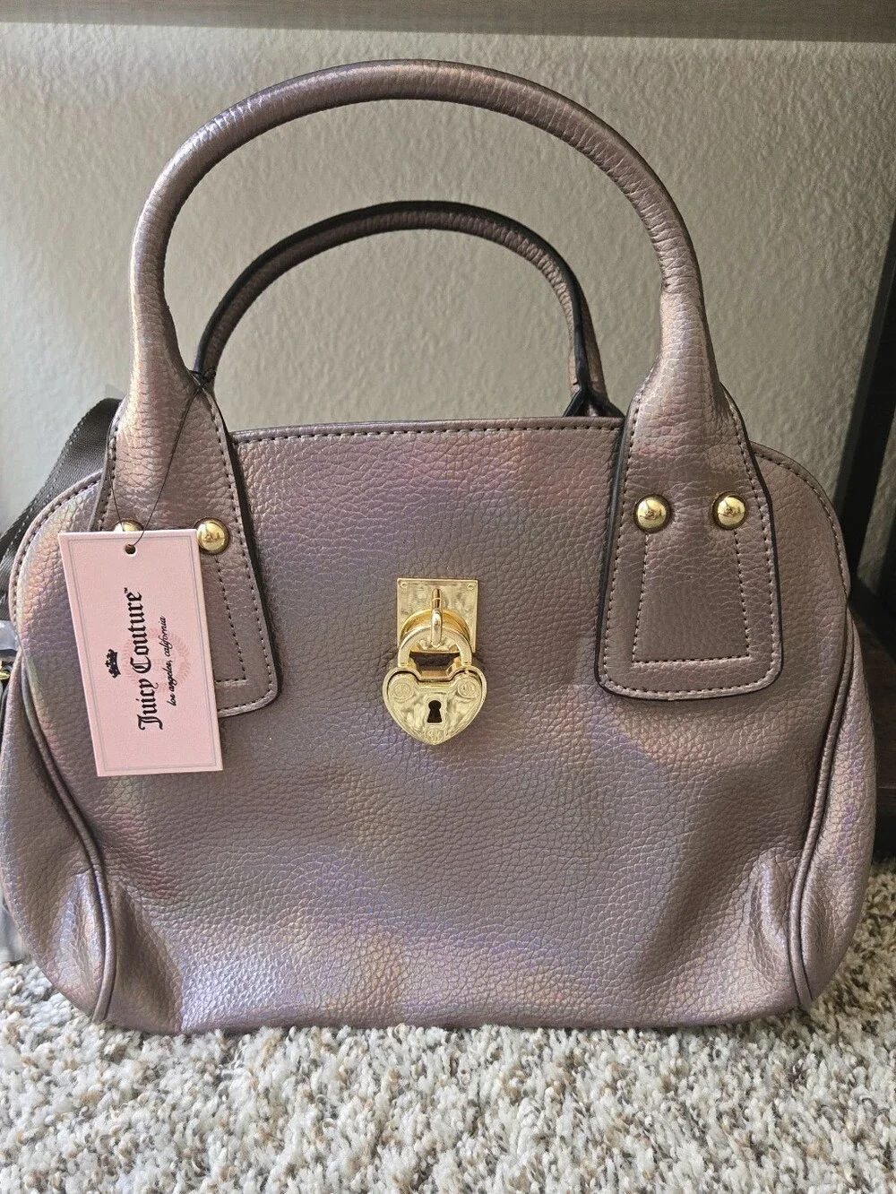 JUICY COUTURE Holographic Metallic Heart Locket Satchel Bag