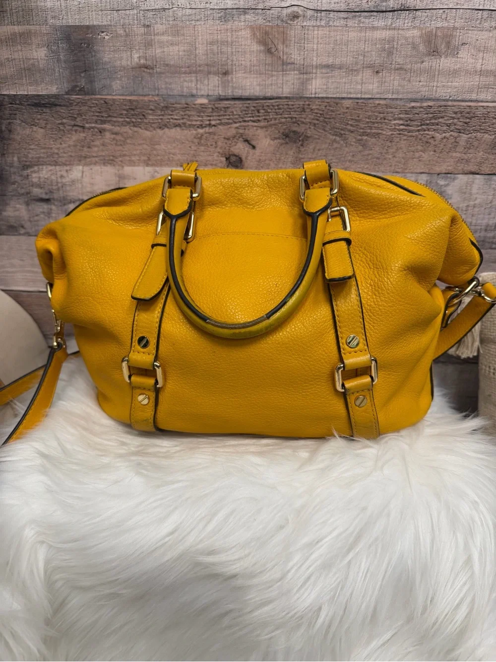Michael Kors Yellow Leather Satchel Handbag