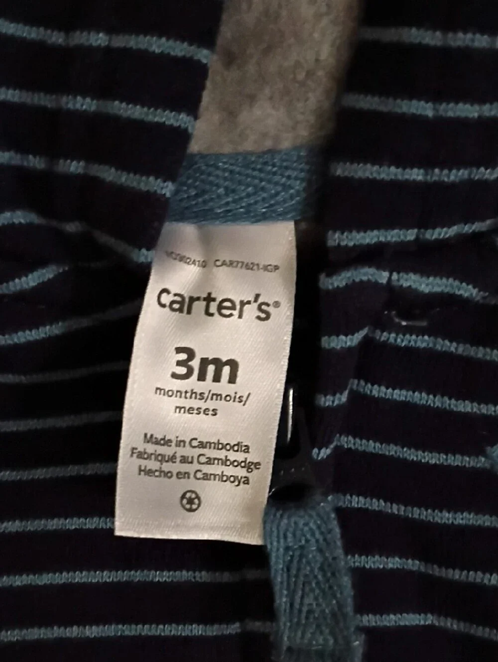 Carters striped cuffs hooded