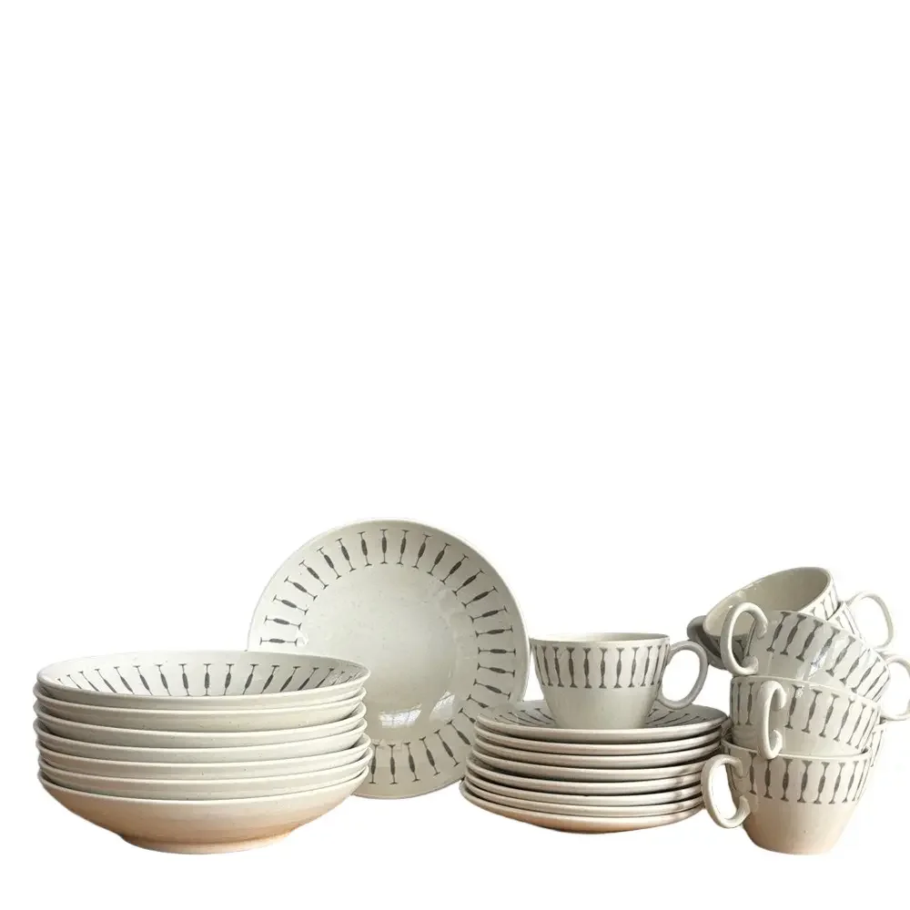 Royal China Cream Navajo Underglaze Set-of-8 Elegant Salad Cereal Bowl Tea Set