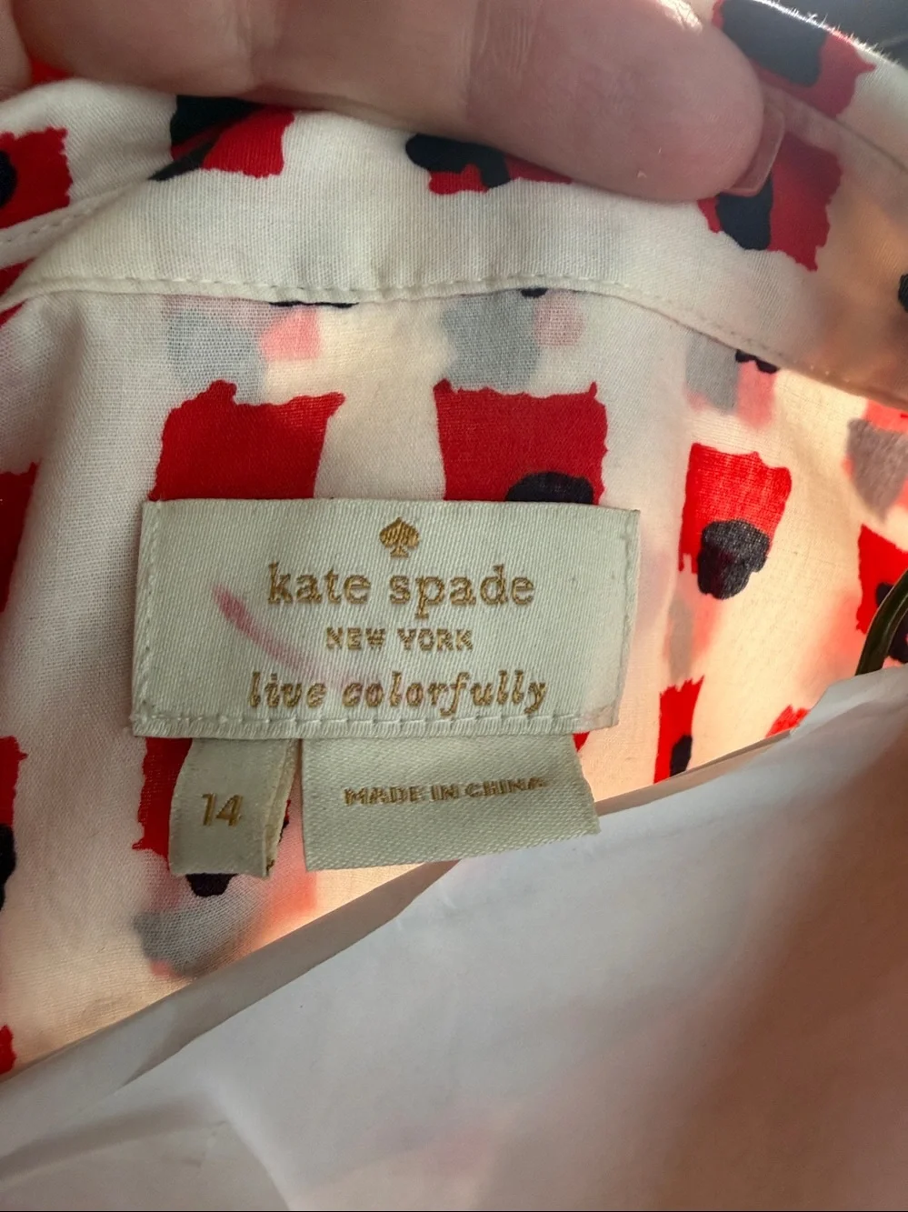 kate spade Cream Blouse with Red and Black Spot Print