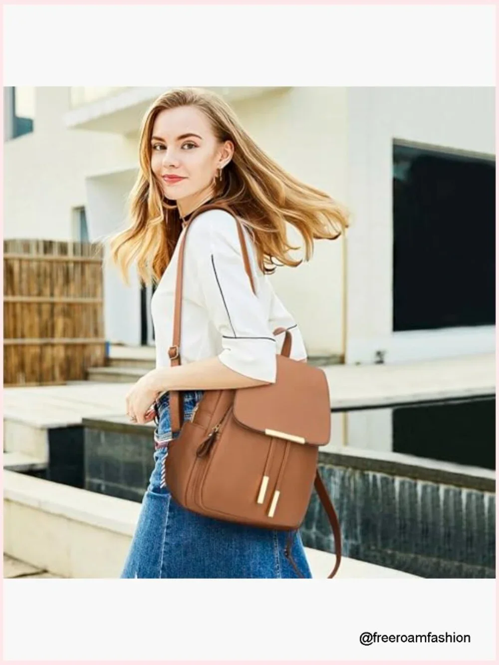 Trendy Faux Leather Backpack Purse for Women Daypack Travel Bag