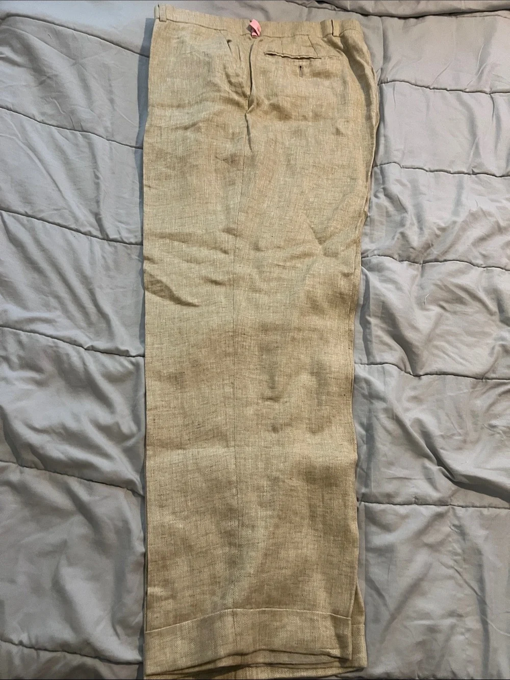 HASPEL Men's Linen Blend Tan Dress Pants