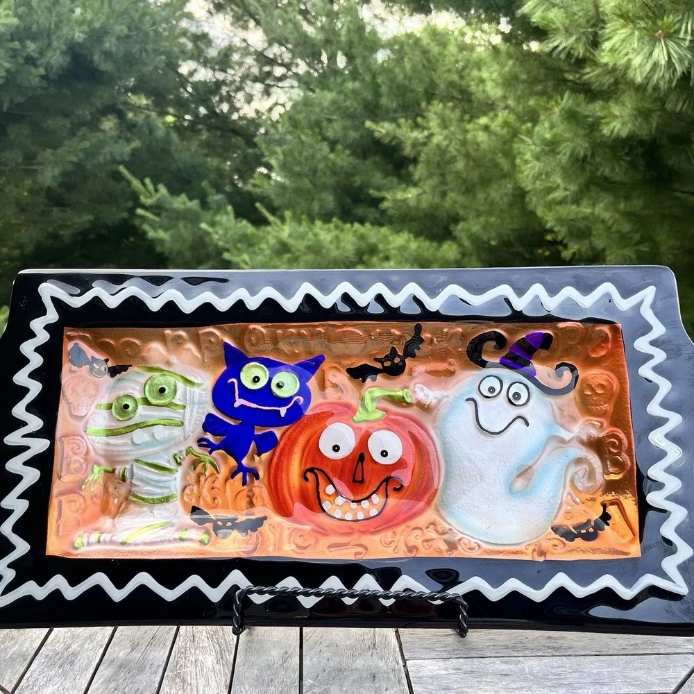 Halloween Fused Glass Tray Platter 20
