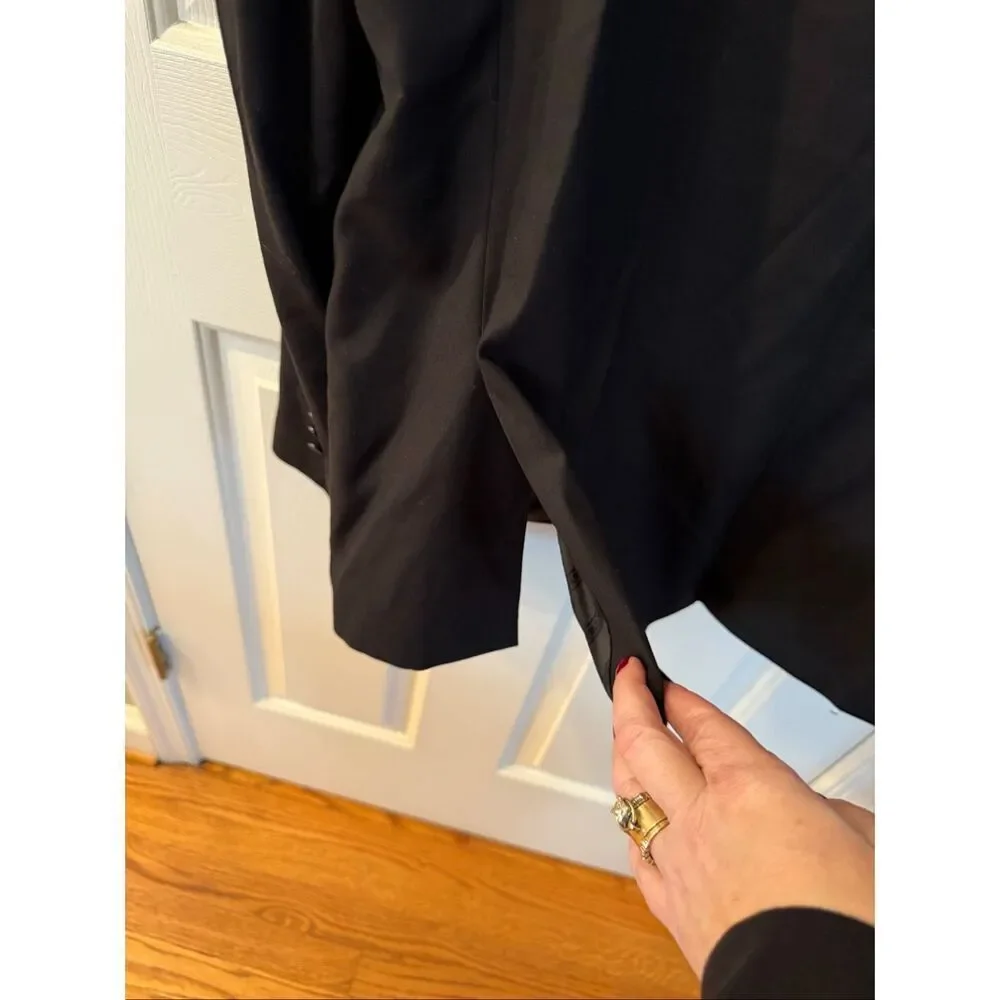 Karl Lagerfeld Black & Cream Satin Tuxedo Jacket sz 48R EUC