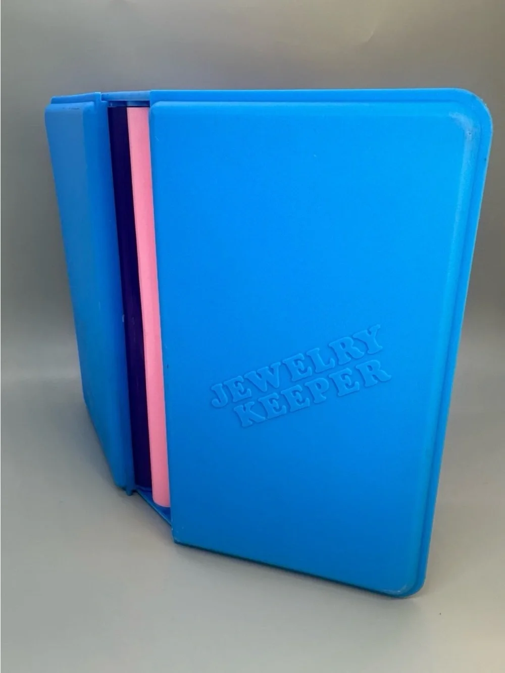 Vintage Emson Jewelry Keeper Plastic Storage Box Book Trifold Travel Case 1988