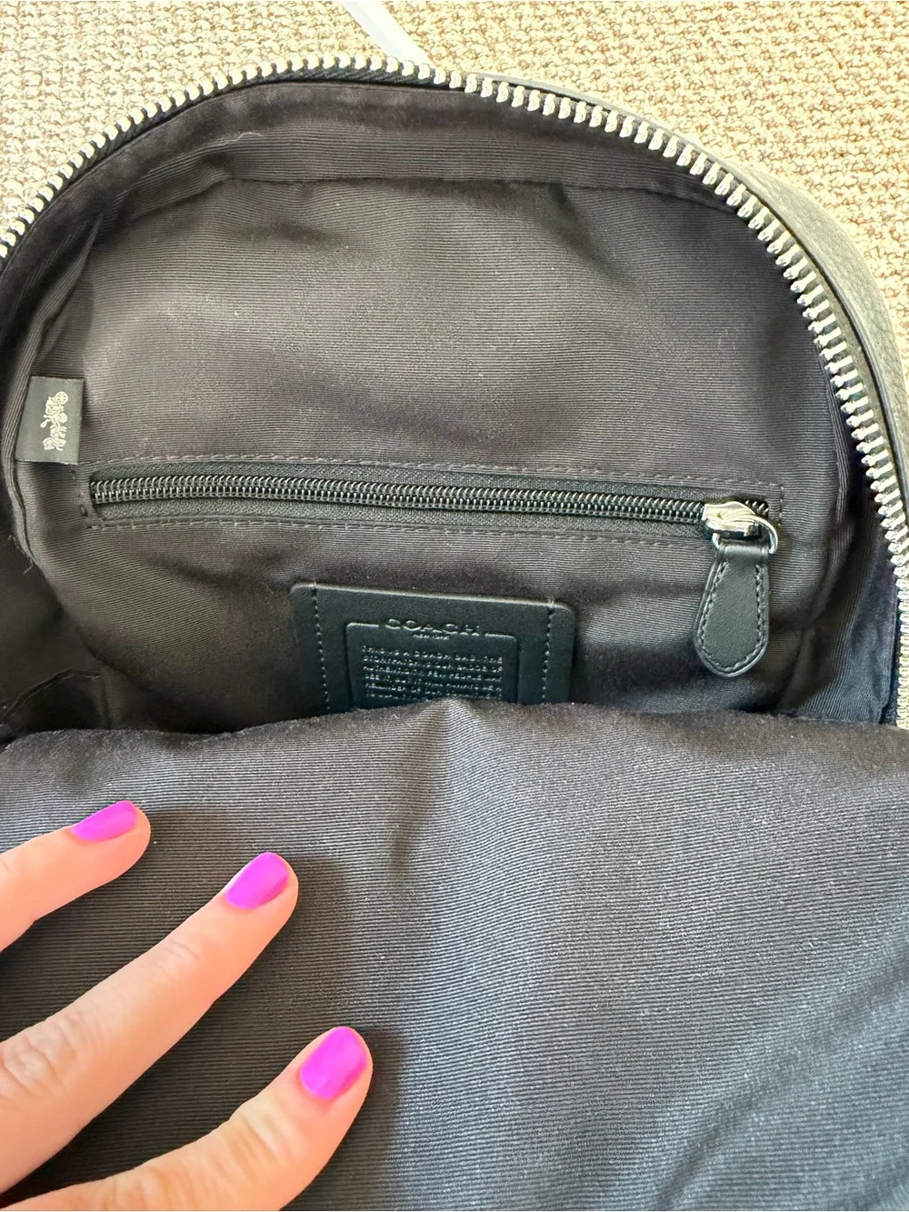 Coach Black Pebbled Leather Sling Bag with Silver Hardware