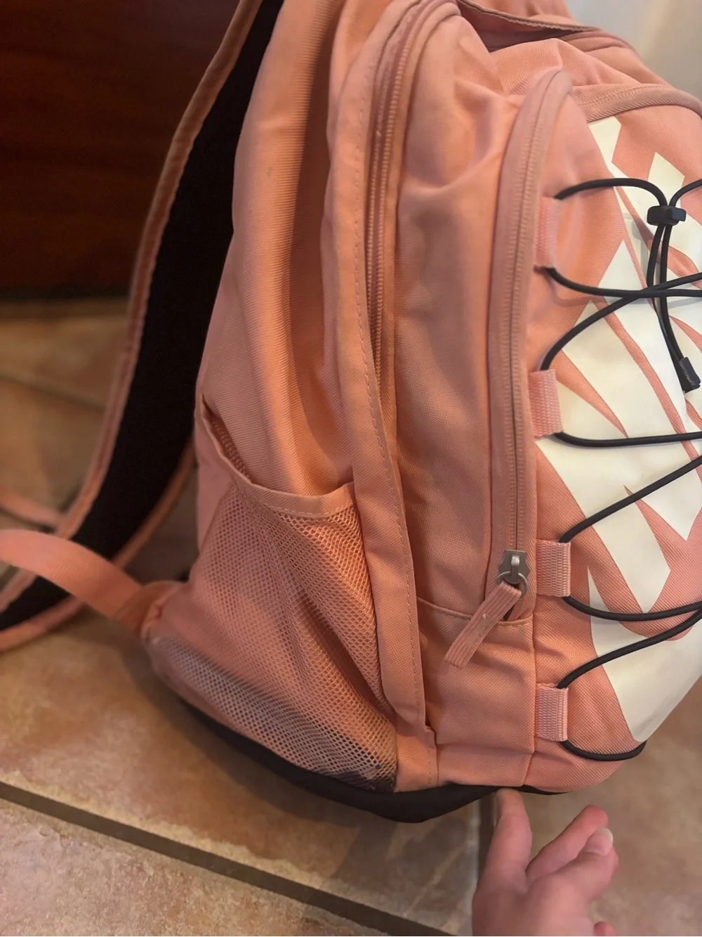 Nike Pink/White Backpack with Front Bungee