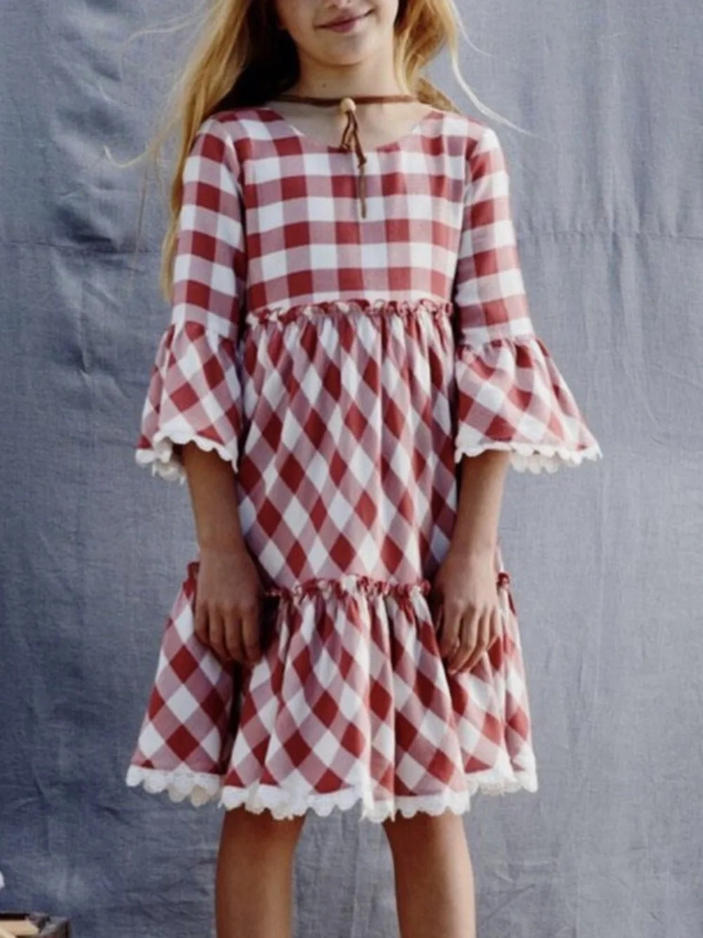Matilda Jane Just Imagine Kassidy Plaid Twill Gingham Ruffle Dress - Size 6