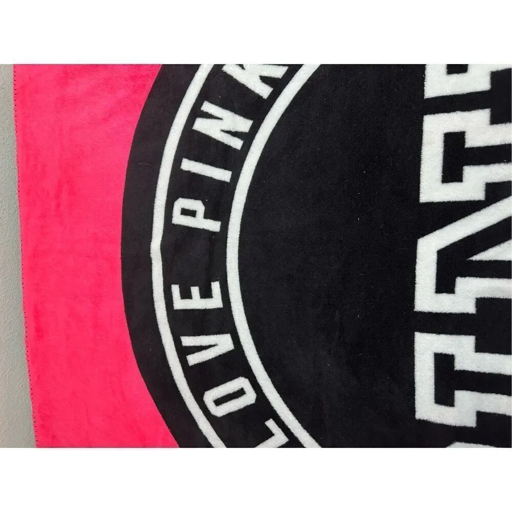 Rare Limited Victoria's Secret PINK Pink Black & White Stadium Blanket/Throw