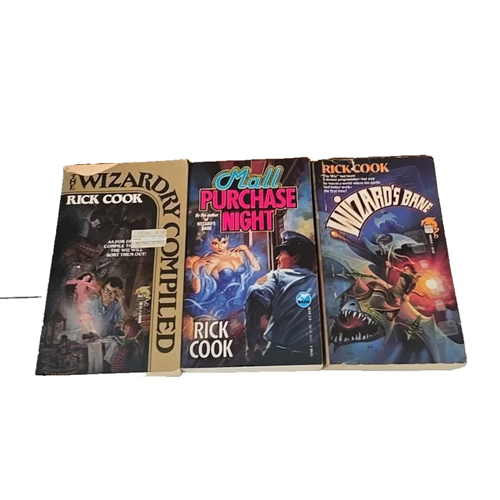 Lot of 3 Vintage Rick Cook Wizard Magic Fantasy Science Fiction‎ Paperback Books