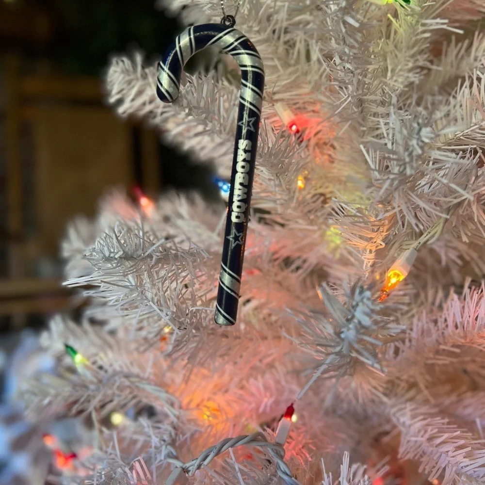 💙 Vintage NFL Dallas Cowboys Candy Cane Christmas Ornament Forever Collectible