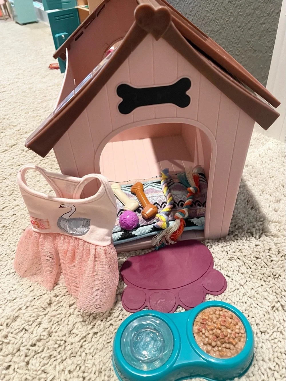 Our Generation Pink Toy Dog House with Accessories