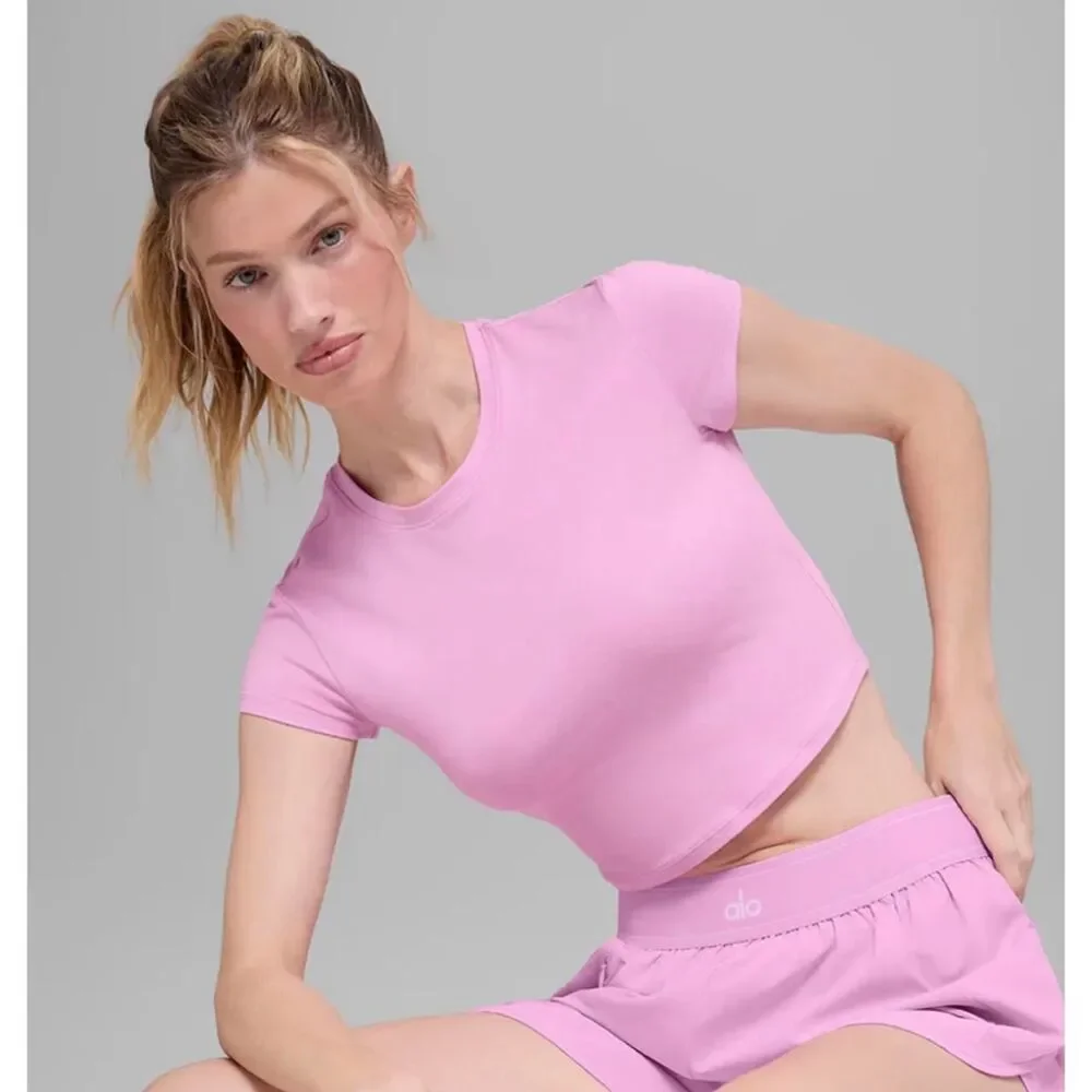Alo-yoga Women's Pink and Purple Crop-top