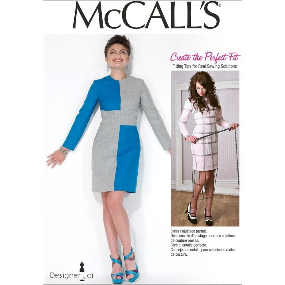 McCalls‎ M7089 Misses Fit Patterned Colorblock Dress Sewing Pattern Sizes 14-22
