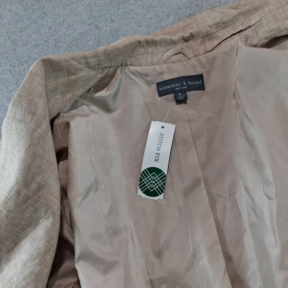 Bleecker & Broad Traditional Fit Blazer Mens XL ~52L Khaki Linen Sport Coat