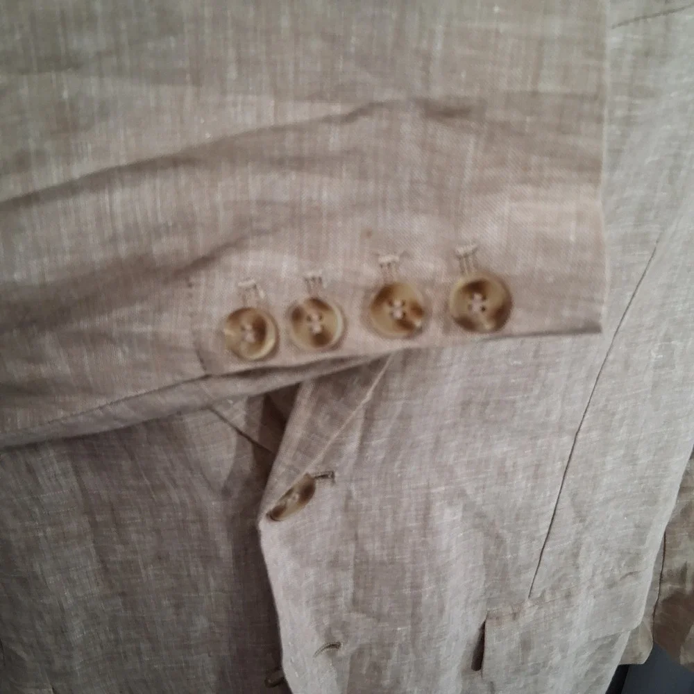 Bleecker & Broad Traditional Fit Blazer Mens XL ~52L Khaki Linen Sport Coat