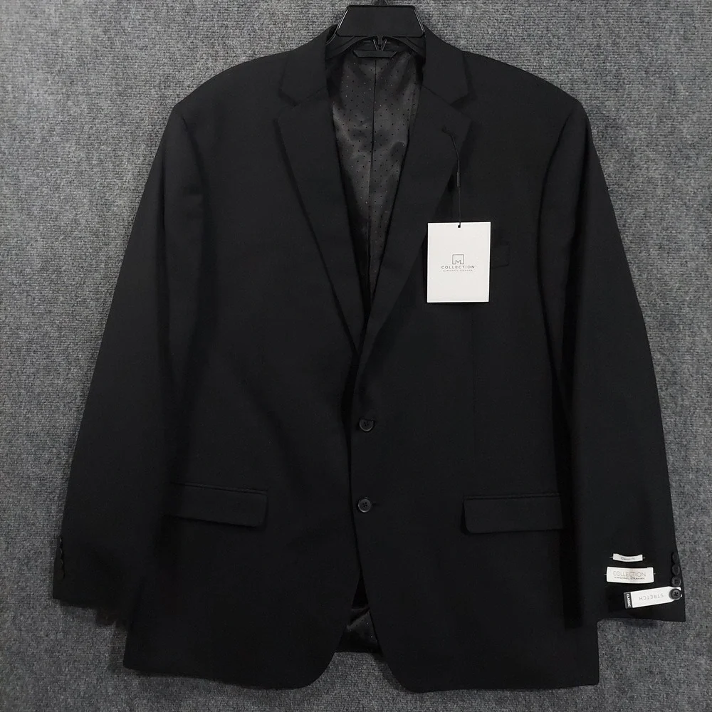Collection By Michael Strahan Blazer Sport Coat Mens 48L Black Wool Stretch