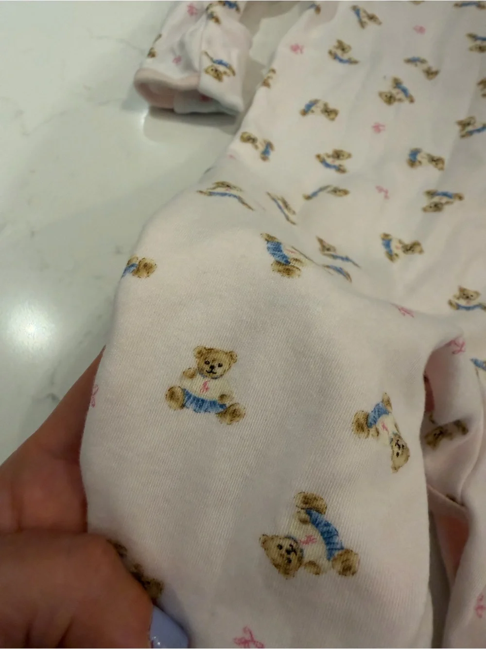 Ralph Lauren Baby Girl One Piece Footie Pajama Bear Pink Size 6 Months