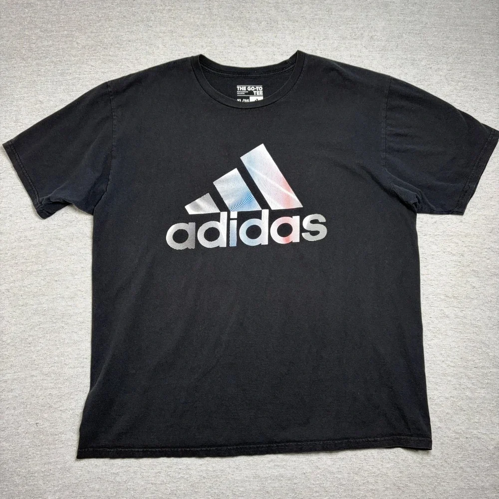 Adidas Mens The Go-To Tee XL Black Graphic Logo Cotton Short Sleeve T-Shirt
