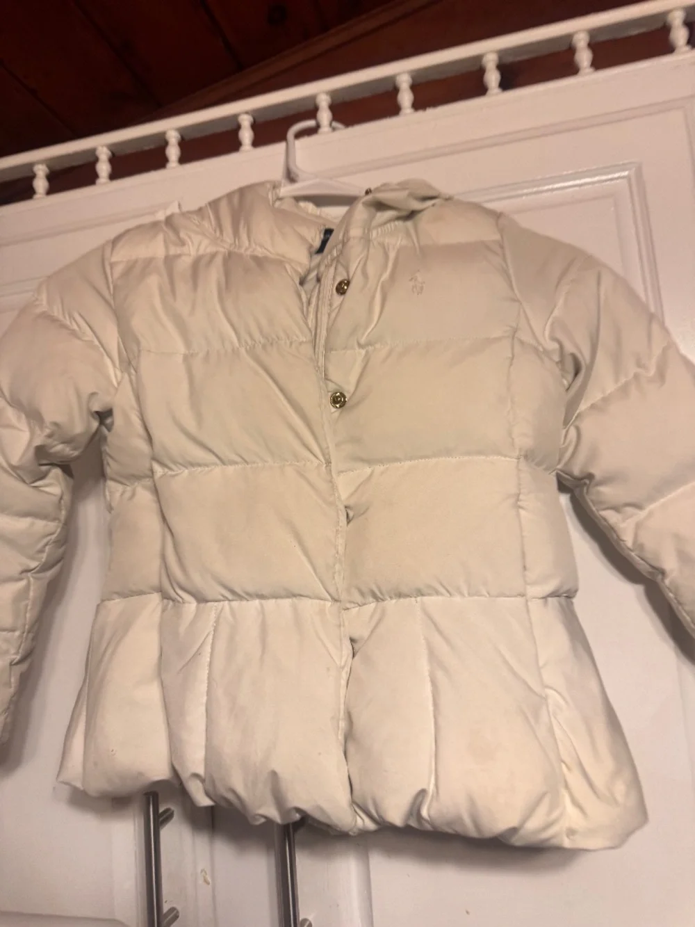 Ralph Lauren Cream Puffer Jacket with Peplum Hem girls size 6