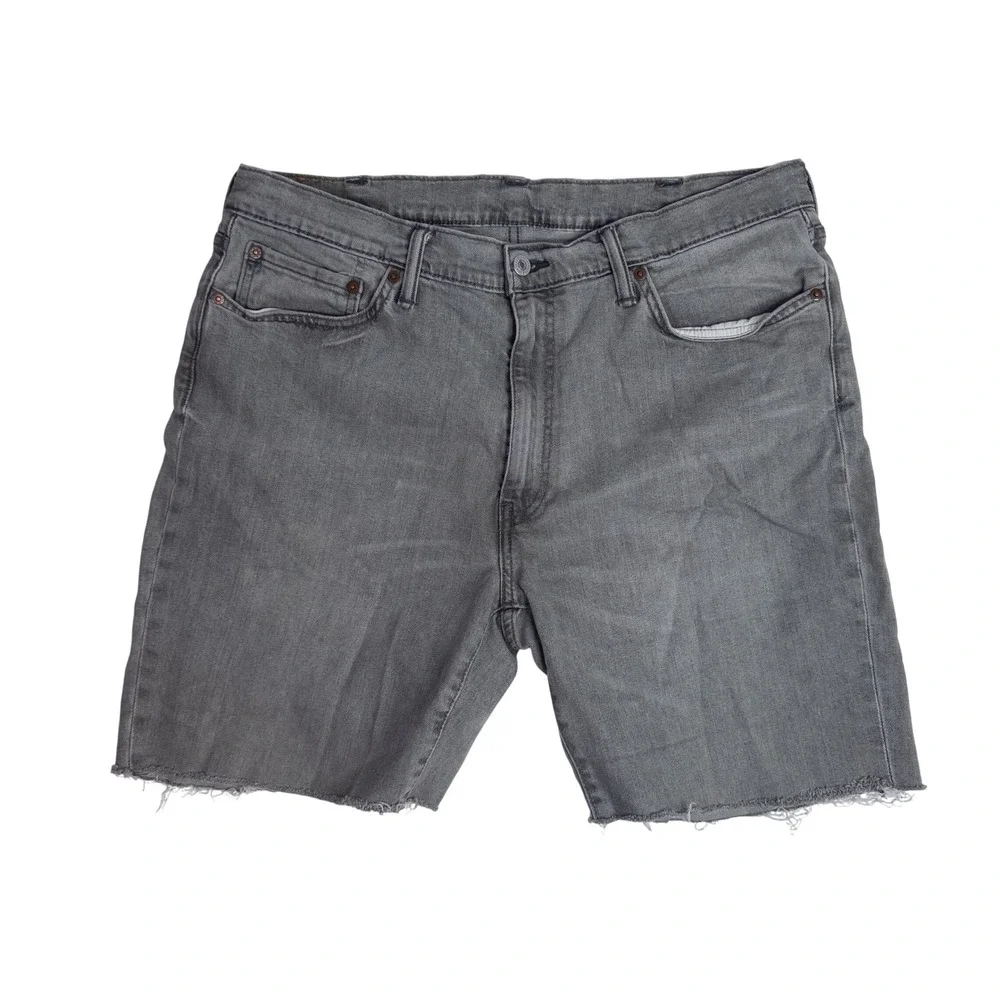 Levi's 541 Athletic Taper Shorts Mens 38 Gray Good Raw Hem Cut Off Denim