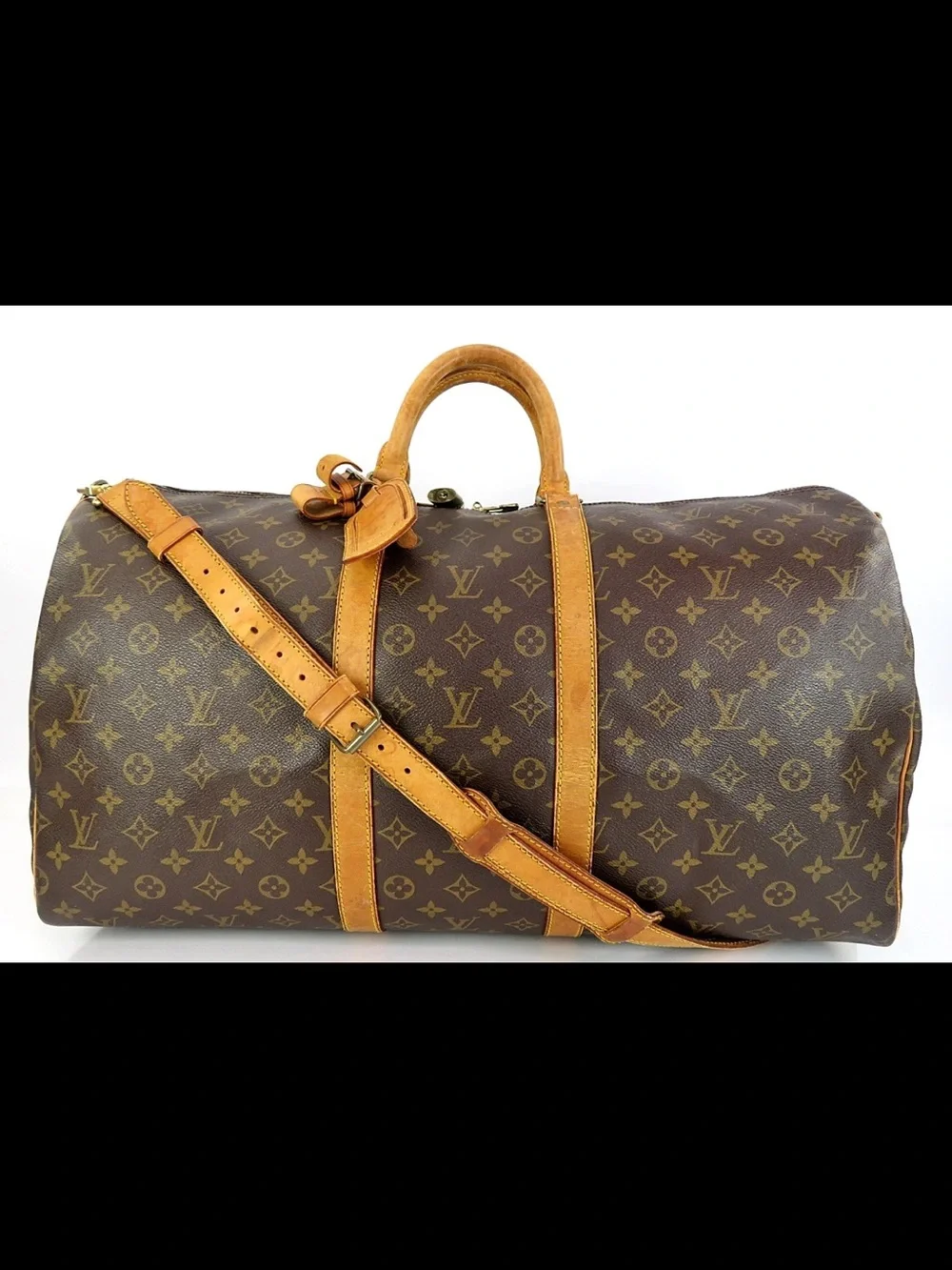 Louis Vuitton Brown Monogram Duffel with Tan Leather Trim