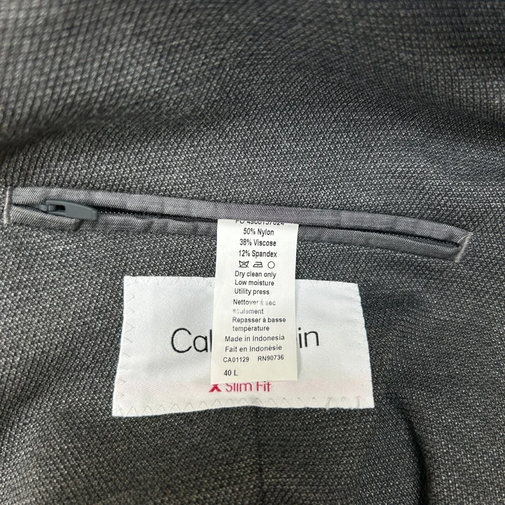 Calvin Klein Knit Slim Fit Sport Coat Mens‎ 40L 40 Gray Modern Jacket Travel NEW
