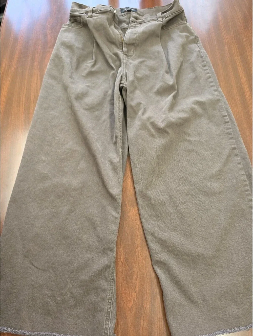 Banana Republic Factory Chocolate Brown Raw Hem Wide Leg Cropped Jeans Womens 28